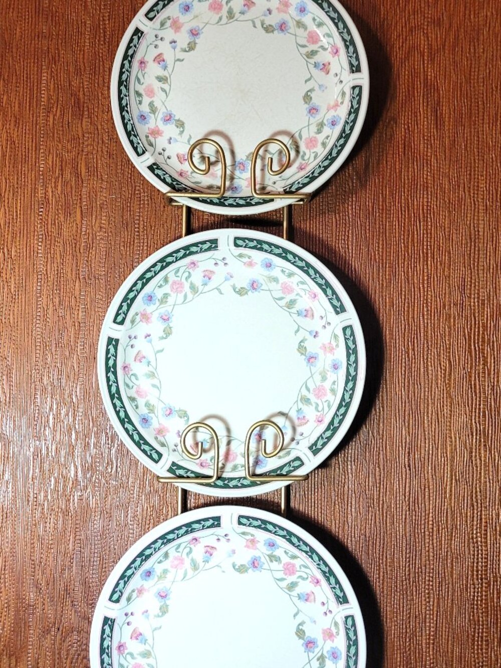 Sunflower China 1995 Floral Wall Display Plate Set with Wire Rack